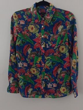 Talbots Tropical Floral Button-Up Pocket Shirt #3532